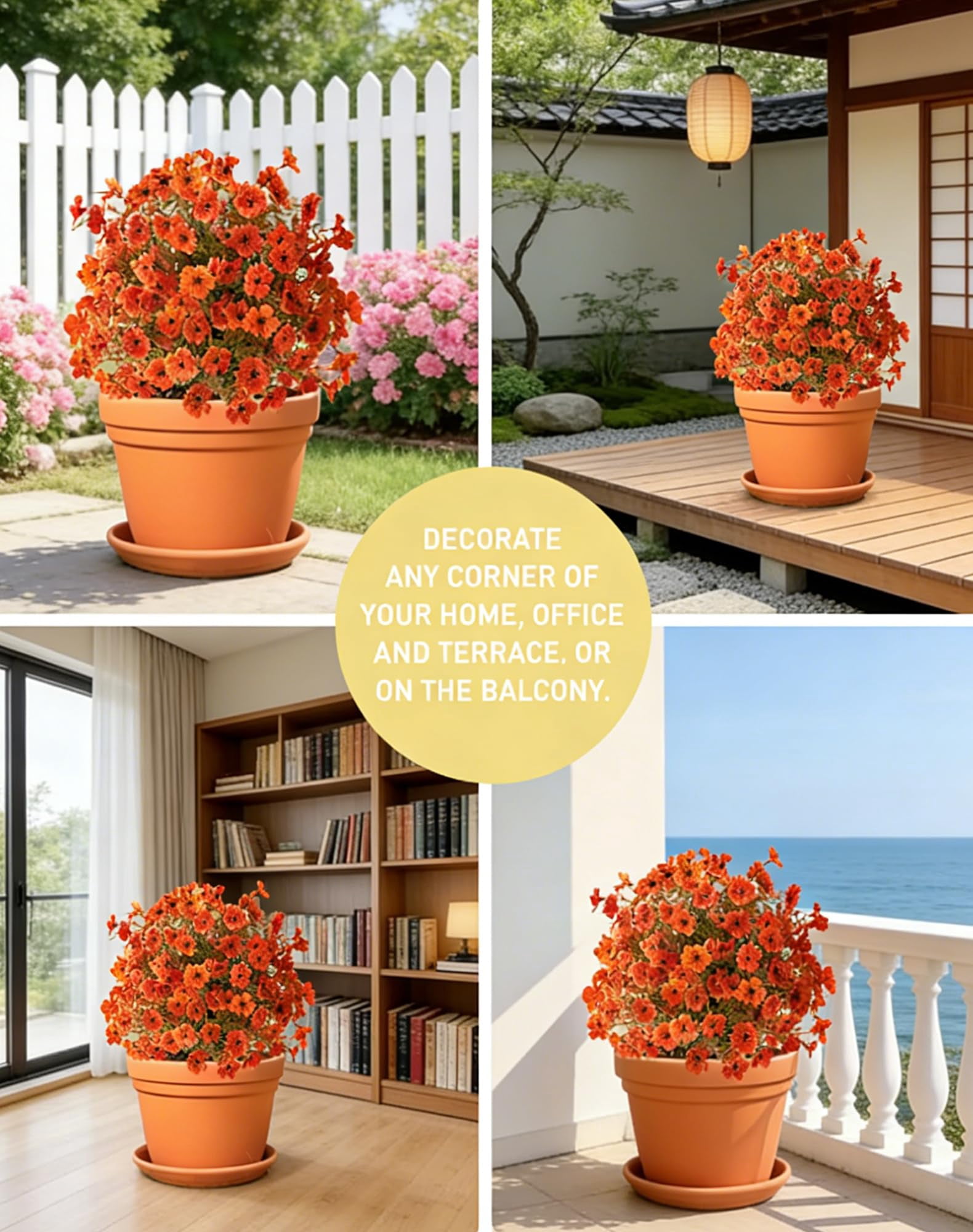 23" Artificial Topiary Ball Trees with Flowers and Ground Spikes, Ground Insert Faux Violet Flowers, Artificial Violet with Stakes for Outdoor Indoor Garden Home Decoration