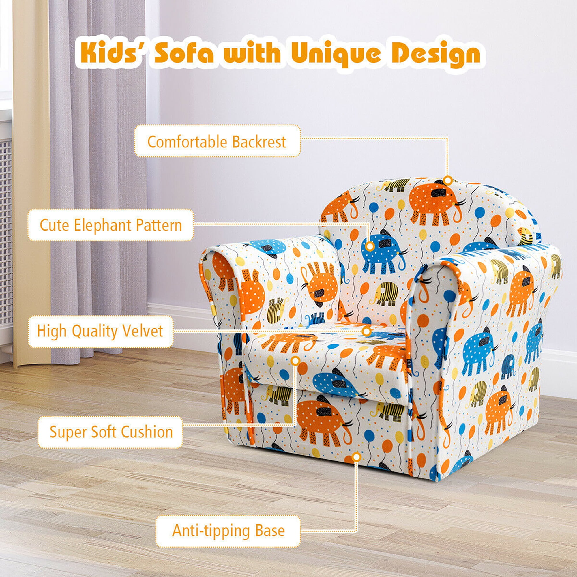 Kailya Baby kids Sofa Seat Childrens Chair Armchair Elephant Toddler Sofas Furniture 