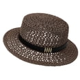 thumbnail image 2 of Mgmyaa Women Hollow Woven Flat Top Sun Hat French Vintage Style Summer Beach Vacation Cap Breathable Lightweight Sunshade Headwear by Mgmyaa, 2 of 9