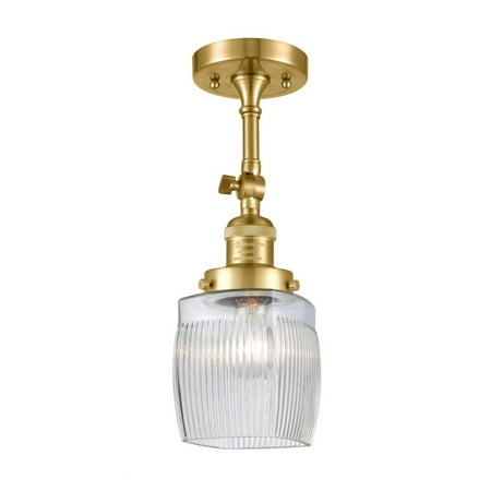 

Innovations 201F-SG-G302-LED Colton 1 Light Semi-Flush Mount part of the Franklin Restoration Collection Satin Gold