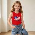 thumbnail image 3 of Avrnliq Girls 4th of July Tank Top American Flag Heart Print Sleeveless Patriotic Shirt Summer Red,Size 10 T, 3 of 8