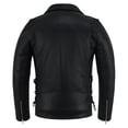thumbnail image 2 of Men Motorcycle Brando Leather Jacket Distressed Zip Up Side Lacing Motorbike Jackets Black-52, 2 of 8