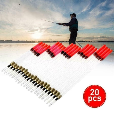 MTBLYS Fishing Bobbers Fishing Floats Waggler Type Clear Crystal 20 Pieces Mixed Assortment Plastic Tackle Box Accessory Freshwater and Saltwater Use