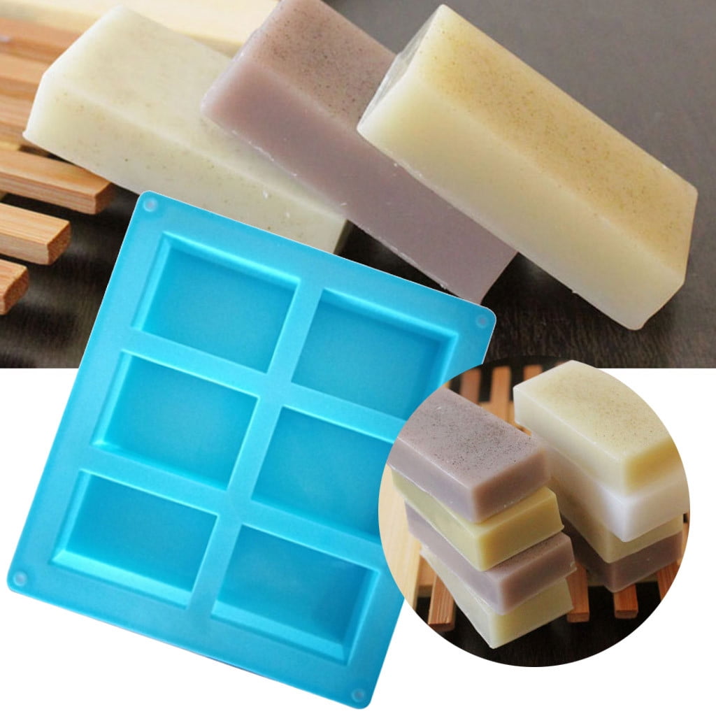 6 Cavity Plain Rectangle Soap Mold Silicone Craft DIY Tools Cake Making G2X5 