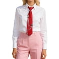 thumbnail image 3 of HOWPAY Womens Tie Unisex Pre-Tied Adjustable Necktie with Sparkly Chain Accessories Solid Color Necktie for Uniform School Accessory Red, 3 of 6