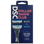 Dollar Shave Club 6-Blade vs 4-Blade Razor Starter Set 1 handle, 1x 4-blades, 1x 6-blades
