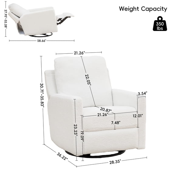 MINCETA 360° Swivel Rocking Chairs, Nursery Glider Chair, Gray