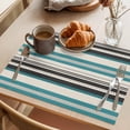 thumbnail image 3 of Green Black Grey Striped Placemats Set of 12 Farmhouse Vintage Stripe Place Mats Indoor Wipeable Table Mats Washable Cloth Dining Table Placemats for Kitchen Holiday Party Home Decor 13x19 Inch, 3 of 9