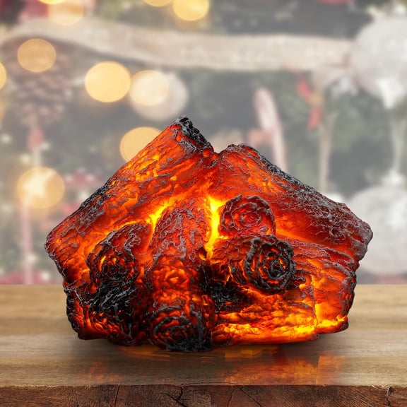 Moluckfu Realistic Resin Fake Fire Lamp USB Powered Red Decorative Flame Light