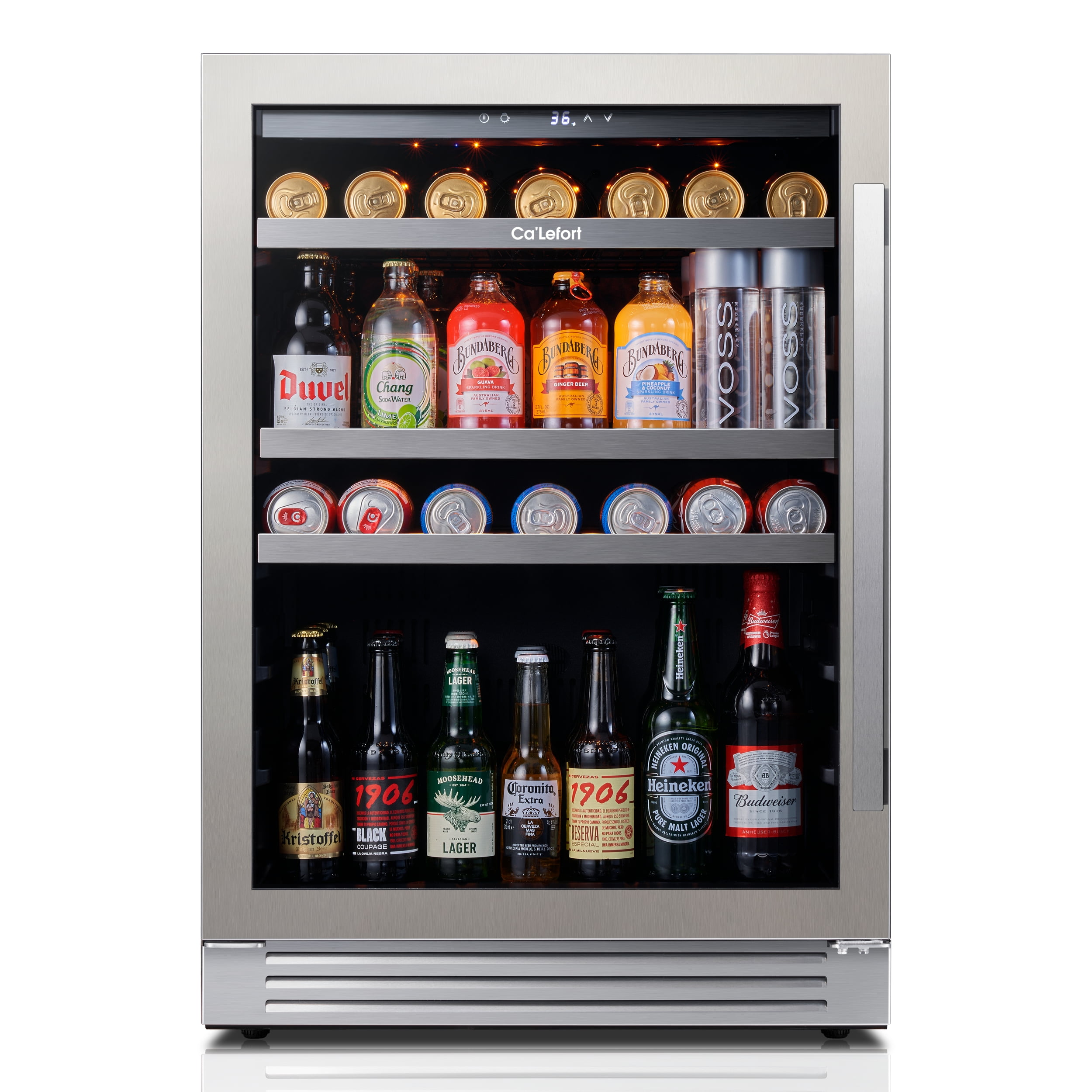 Ca'Lefort 24 inch Beverage Refrigerator Cooler,180 Can Beverage Fridge with Stainless steel Glass door