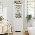 thumbnail image 3 of Flamaker Corner Cabinet, Freestanding Corner Shelf with 2 Doors and 3 Shelves, Bathroom Corner Storage Cabinet for Bathroom, Living Room, Bedroom or Kitchen (White), 3 of 14