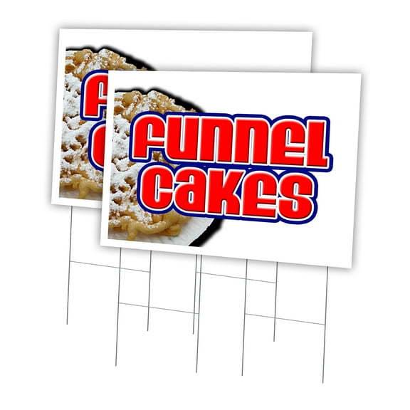 Funnel Cakes 2 Pack Of 24" x 36" Yard Sign & Stake | Advertise Your Business | Stake Included Image On Front Only | Made in The USA