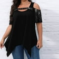 thumbnail image 3 of aidice Plus Size Tops for Women Trendy Round Neck Cold Shoulder Loose Comfy Irregularly Sequin Summer T Shirts, 3 of 8