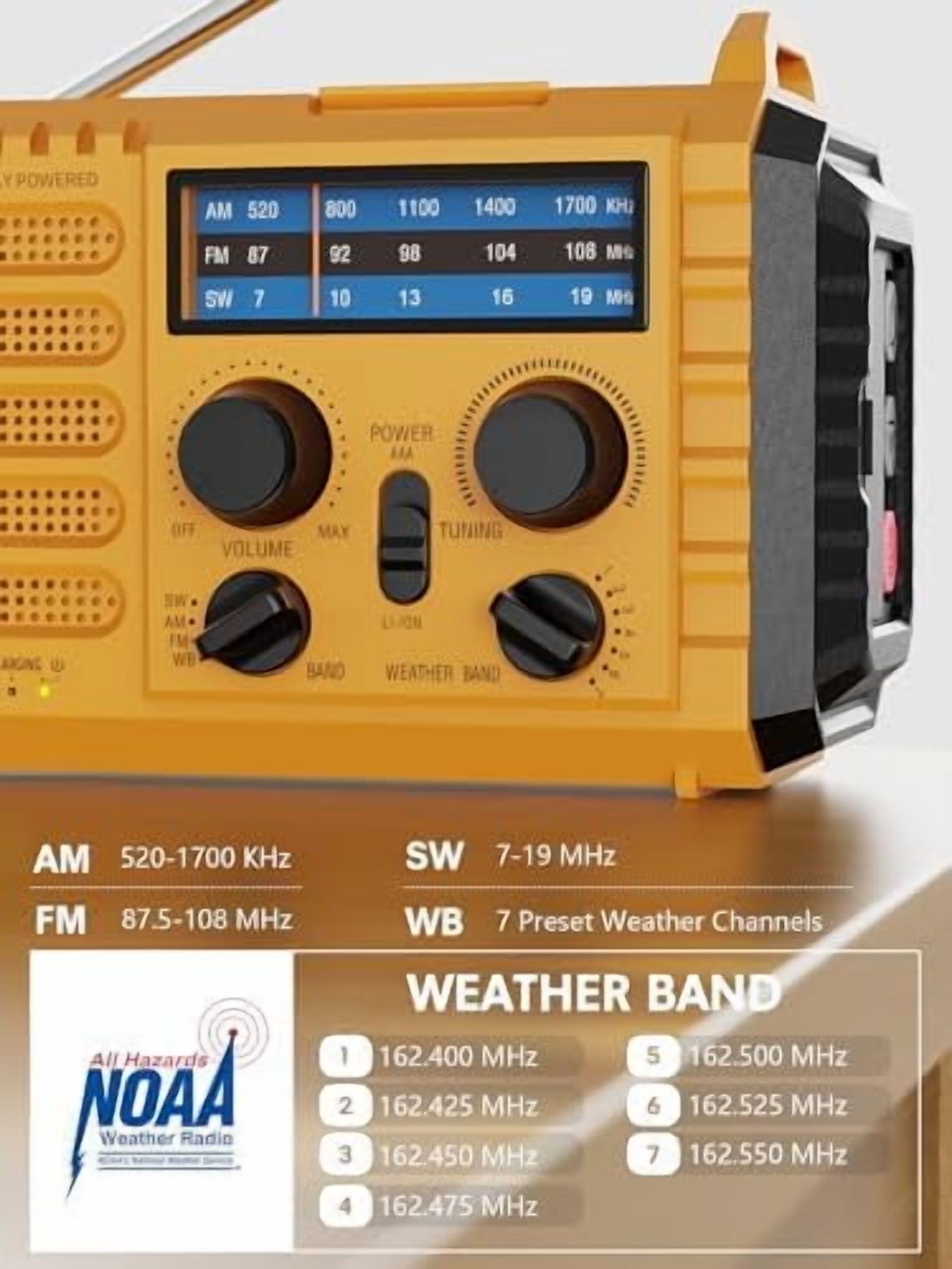Weather Radio, 5000mAh/18500mWh NOAA Weather Radio, Solar Hand Crank Emergency Radio with AM/FM/SW/NOAA Weather Alert, Flashlight, Reading Lamp, Cell Phone Charger and SOS Siren.Product promotion