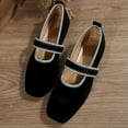thumbnail image 6 of Pandaie Mary Jane Women Flat Shoes Square Toe Slip on Dressy Work Flats Comfortable Suede Casual Ballerina Driving Walking Shoes Black 6, 6 of 9