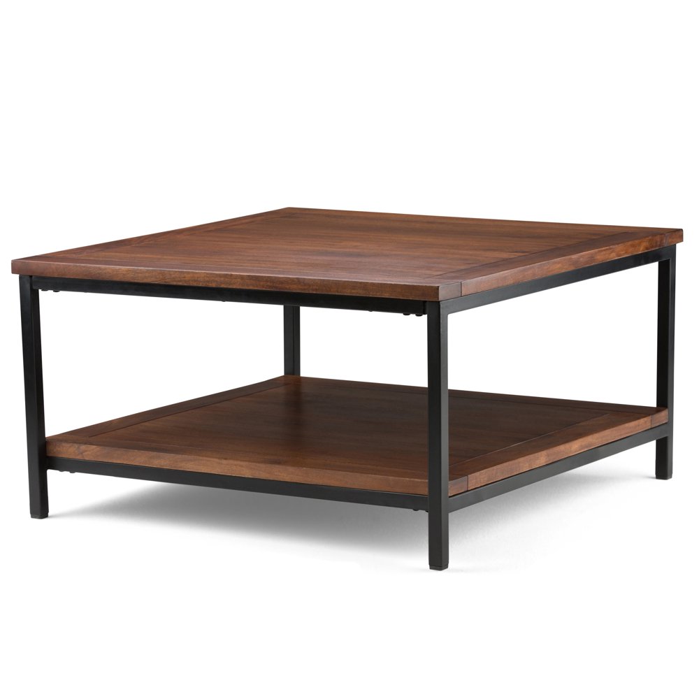 Brooklyn + Max Glenna Solid Mango Wood and Metal 34 inch Wide Square Modern Industrial Coffee
