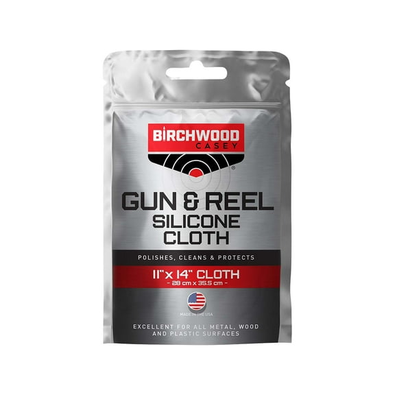 BIRCHWOOD CASEY Gun & Reel Silicone Single Cloth | Lightweight Cotton 11"x14" Cleaning Rag for Gun, Sporting Equipment & Precision Instruments