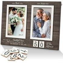 ZGDong Anniversary Picture Frame for Parents - Wood Photo Frame Holds 2 4x6 Photos, Wedding Anniversary Gifts for Couple, 1st to 99th Year Wedding Gift Idea with Quote