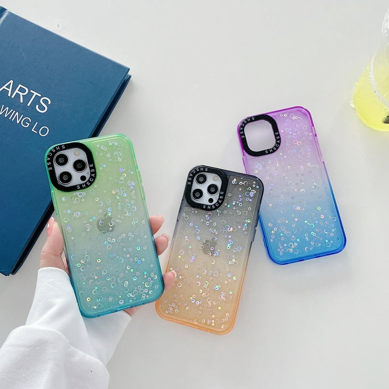 Bling Gradient Laser Love Heart Pattern Clear Phone Case for Apple iPhone  12 Pro 