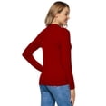 thumbnail image 4 of LANPULUX Mock Neck Sweaters for Women Lightweight Soft 100 Wool Pullovers Long Sleeve, Burgundy, 4 of 7