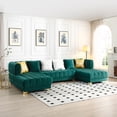 thumbnail image 3 of Marigold Green Velvet U-Shaped Double Chaise Sectional Sofa Gold or Silver Legs, 3 of 9