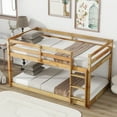 thumbnail image 3 of Harper & Bright Designs Twin over Twin Bunk Bed with Ladder, Floor Bunk Bed with Solid Wood Frame and Guardrail for Boys Girls, Natural, 3 of 10