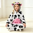 thumbnail image 6 of RTKFRFLM Girls Halloween Cow Onesie Pajamas Flannel Cartoon Animal One Piece Sleepwear Cozy Jumpsuit for Kids 3-14Y, 6 of 9