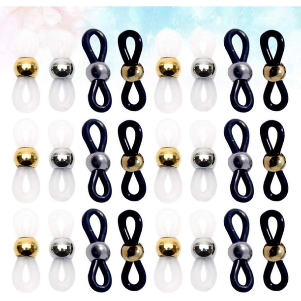 40 Pieces Eyeglass Chain Ends Adjustable Rubber Spectacle End Connectors for Eye Glasses Holder Necklace Chain (Black and Gold), Size: One Size