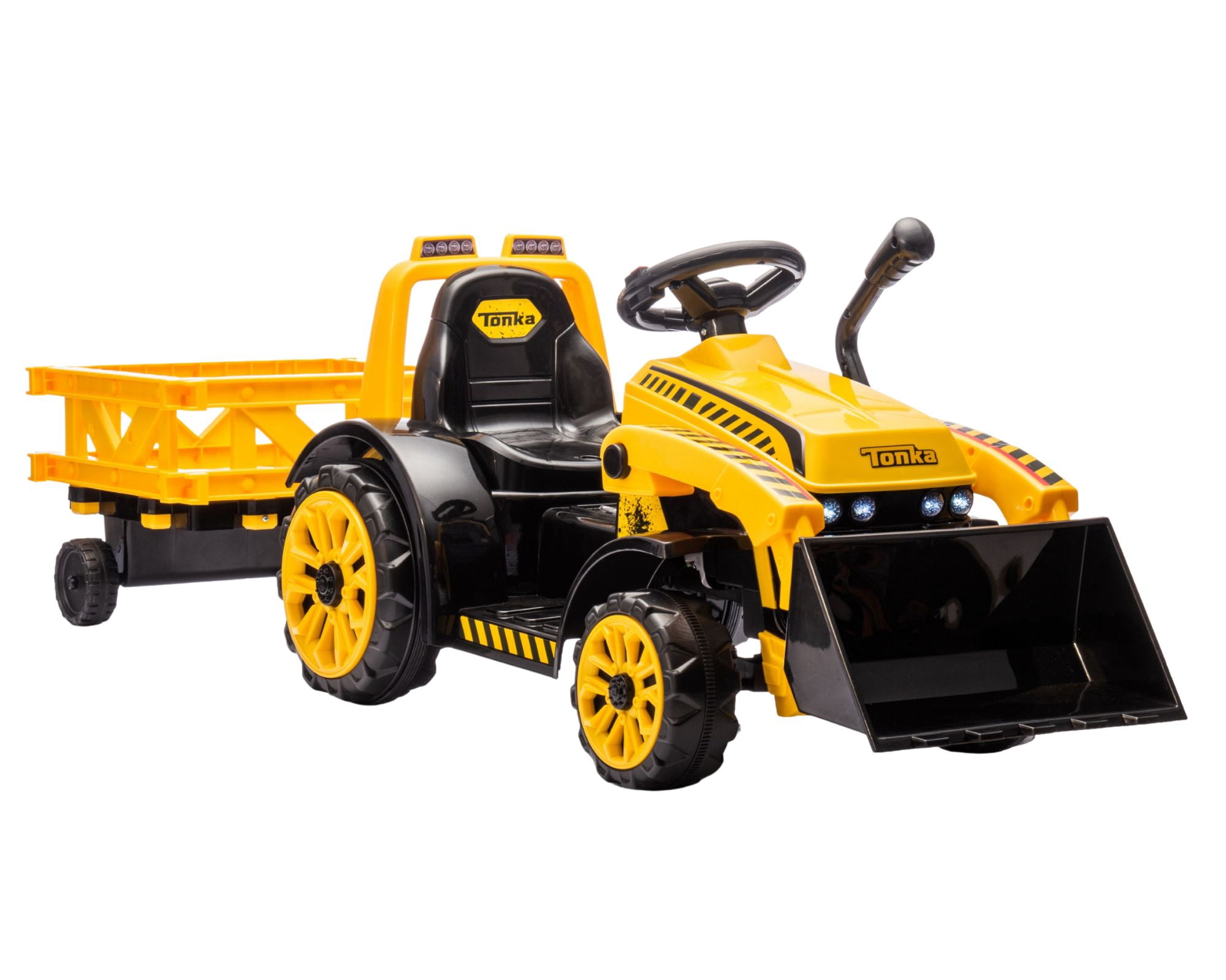 Best Ride On Cars Tonka 6V Construction Tractor Ride-On with Trailer and Working Loader for Kids