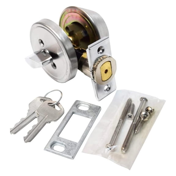 L32CS3108 1" Throw Single Cylinder Deadbolt View Pack, Silver