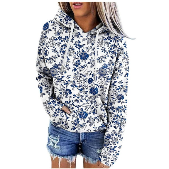 Oversized Hoodies for Women Trendy Flower Graphic Cute Hoodie Fall Fashion Loose Fit Preppy Sweatshirt with Pocket