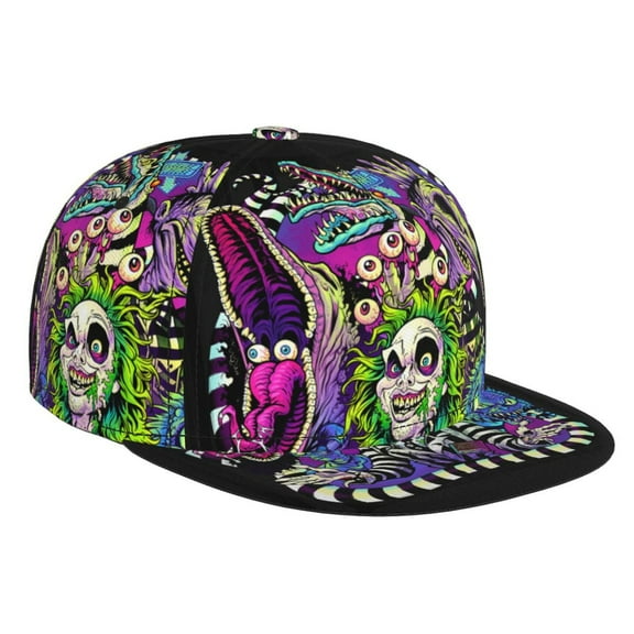 Cartoon Art Beetlejuice Brim Bill Baseball Cap Adjustable Snapback Hat Hip Hop Caps for Men Women