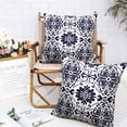 thumbnail image 6 of Navy Floral Throw Pillow Covers Blue and White Porcelain Pillow Covers 18x18 Set of 2 Bohemian Home Decor Pillow Case Chinoiserie Square Linen Pillow Covers for Living Room Couch Patio, 6 of 6