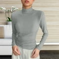 thumbnail image 5 of HUJlwoi Women's Thermal Tops Solid Color Long Sleeve Mock Turtle Neck Undershirt Casual Fall Winter Ribbed Blouse Basic Base Layer, 5 of 7