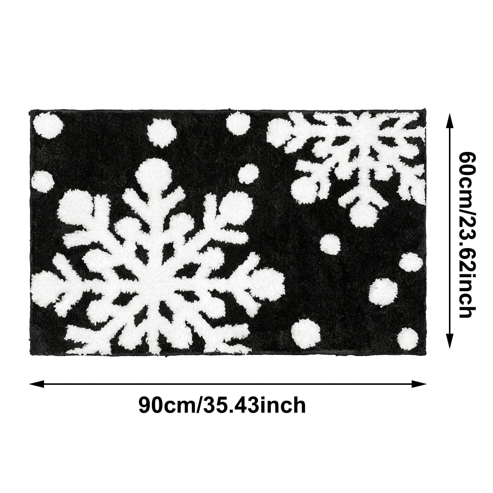 Christmas Snowflake Bath Mat, Soft Absorbent Bath Rug with Non- Back, Plush Winter Bathroom Carpet for Shower Tub Sink Floor Decor