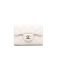 thumbnail image 1 of Pre-Owned CHANEL Caviar Matelasse Classic Compact Wallet AP0230, Tri-fold in White Grained..., 1 of 13