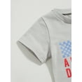 thumbnail image 6 of Wassery 4th of July Toddle Baby Girls Boys Independence Day Clothes Bus Letters Print Short Sleeve Round Neck T-Shirts and Contrast Color Checkerboar 0-18M My First Independence 's Day 0-3T, 6 of 9