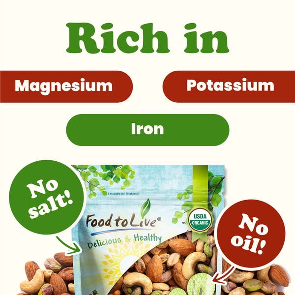 Organic Dry Roasted Nut Lovers Mix, 2 Pounds - Vegan, Kosher, Bulk - by Food to Live