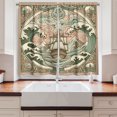 thumbnail image 2 of Ambesonne Nautical Kitchen Curtains, Folk Art Style Marine Look, 55"x30", Blush Cadet Blue and Ecru, 2 of 3