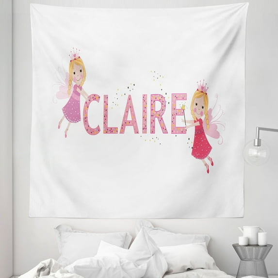 Claire Tapestry, Pastel Toned Colorful Arrangement of Elements with Magic Wands and Wings, Fabric Wall Hanging Decor for Bedroom Living Room Dorm, 5 Sizes, Multicolor, by Ambesonne