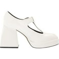 thumbnail image 6 of Circus by Sam Edelman Kay White Buckle Ankle Strap Block Wedge Heel Pumps Shoes (White, 10), 6 of 8