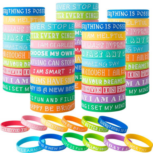 Pulseras de silicona QEERBSIN Inspirational, 100 unidades, multicolor