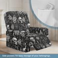thumbnail image 2 of SCRAWLGOD Halloween Cat Skull Rose Moon Stars Black Recliner Chair Covers Stretch Recliner Slipcovers Reclining Furniture Protector Washable Sofa Couch Cover with Storage Pocket for Pets Dog Cat, 2 of 7