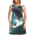 thumbnail image 1 of Xecao Requin de Surf pour Robes d'Été pour Femmes, Robes Décontractées de Plage, Cache-Maillots, Robe T-Shirt Sans Manches Évasée avec Poches, 1 of 7
