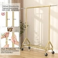 thumbnail image 4 of Heavy Duty Clothes Rack Load 450 LBS, Metal Garment Rack, Standing Rolling Clothing Rack for Hanging Clothes with Sturdy Wheels & Shelves, Portable Closet Wardrobe Rack,Gold, 4 of 16