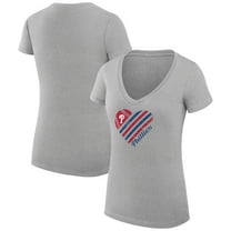 Women's G-III 4Her by Carl Banks  Heather Gray Philadelphia Phillies Super-Slim Fit Lightweight Heart V-Neck T-Shirt