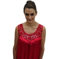 thumbnail image 2 of Venice Women's Silky Looking Nightgown w Sequins & Ribbon Roses 40 Large Red, 2 of 4