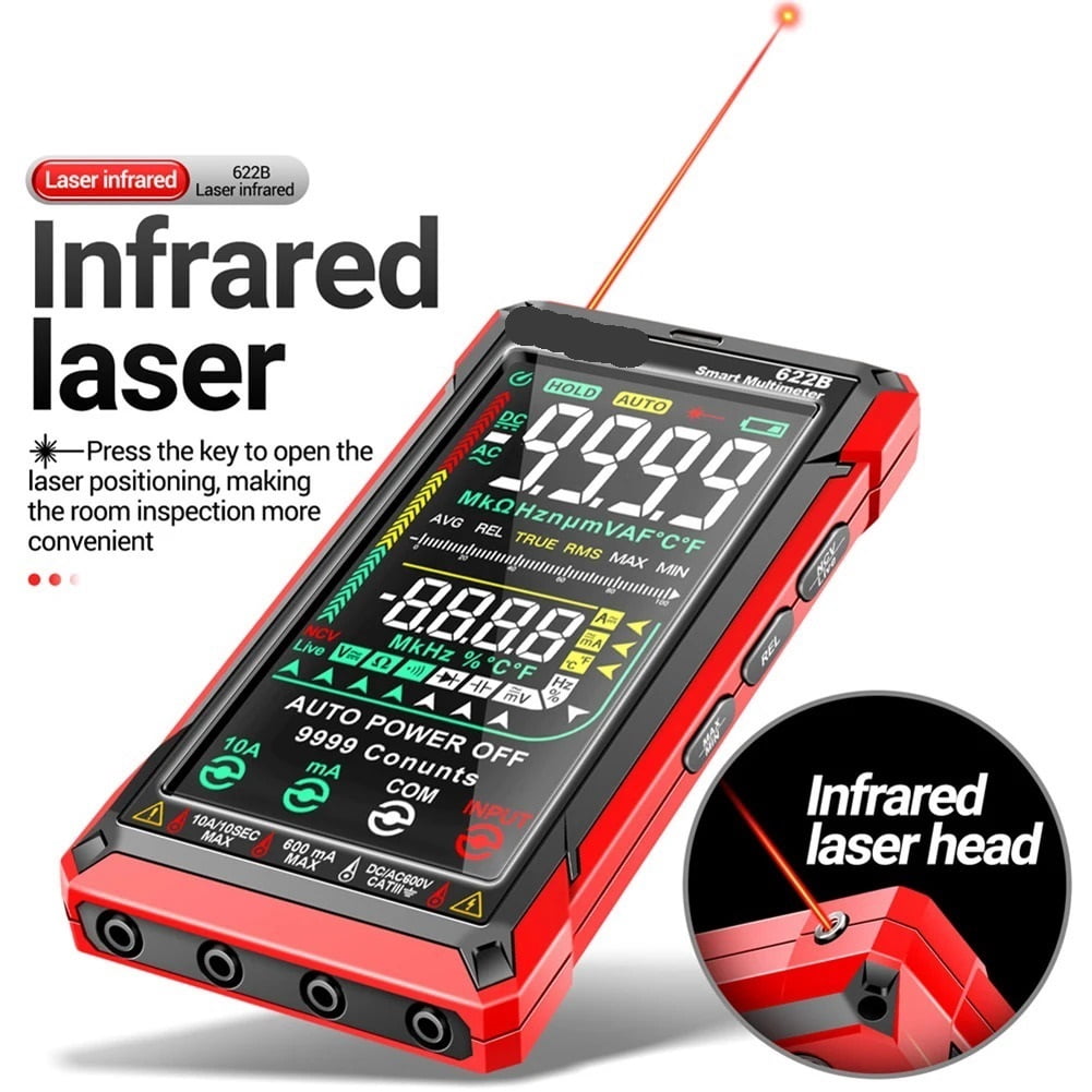 622B Digital Multimeter Infrared Laser Multimeter True RMS Voltage Tester Auto Range Capacitance ,High&Low Sensitivity