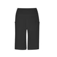 thumbnail image 6 of Wyobmus Womens Workout Long Shorts High Waisted Bermuda Shorts Loose Solid Tummy Control Walking Running Yoga Short Black, 6 of 6