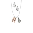 thumbnail image 2 of Delight Jewelry Rose Goldtone Crystal Initial - N - Silver tone Zig Zag Christmas Tree Charm Necklace and Stud Earrings, 2 of 4